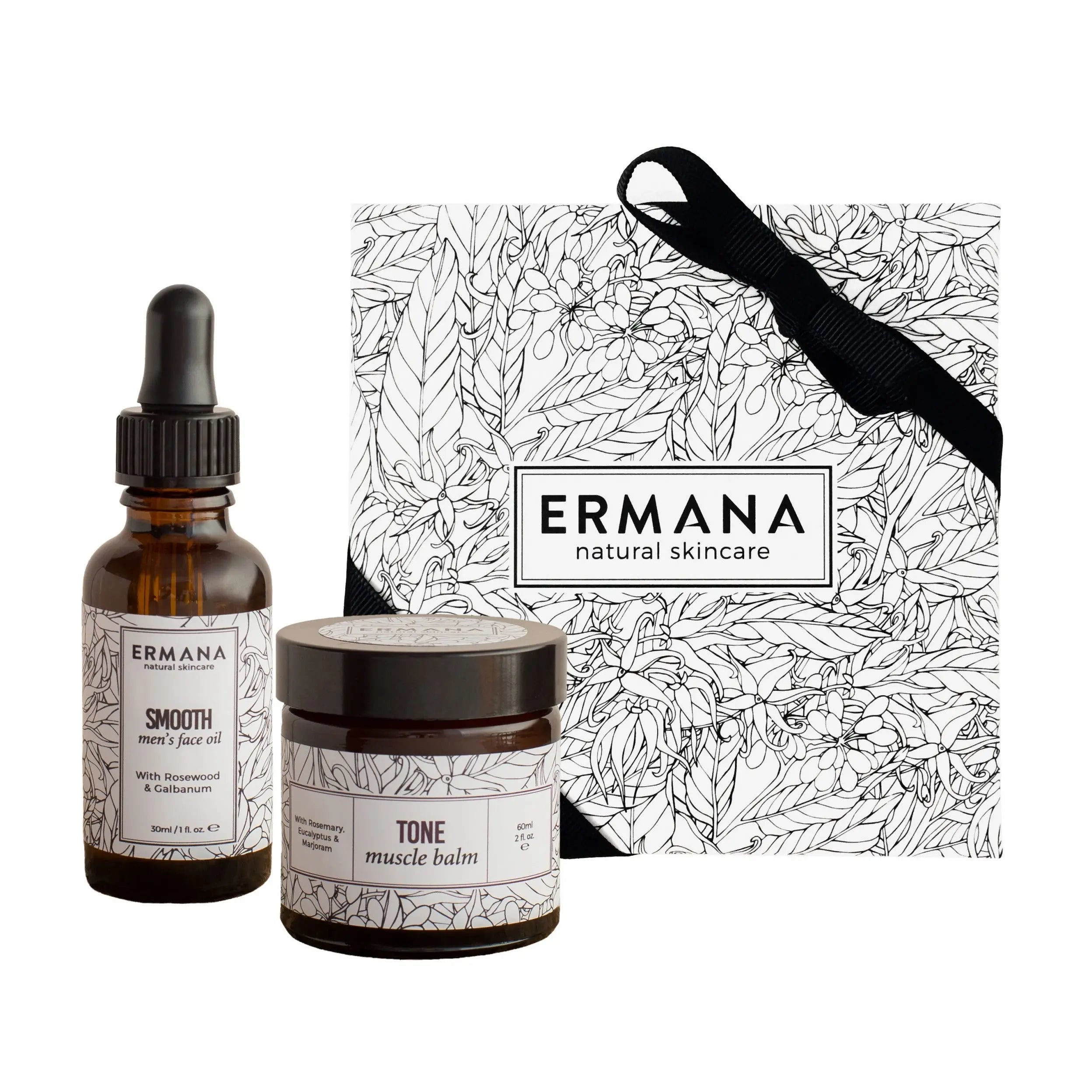 Smooth Men's Gift Set with smooth face oil and tone muscle balm - Ermana Natural Skincare 